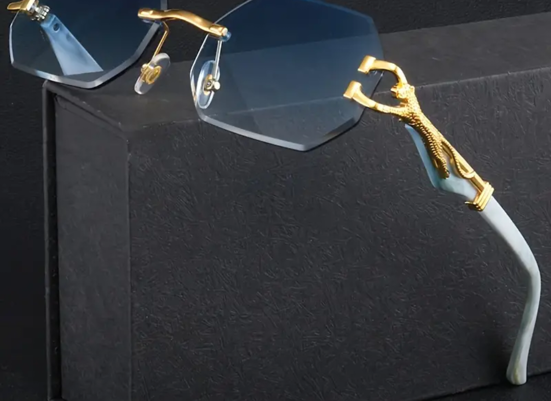 BLUE RIMLESS CLASSIC SUNGLASSES