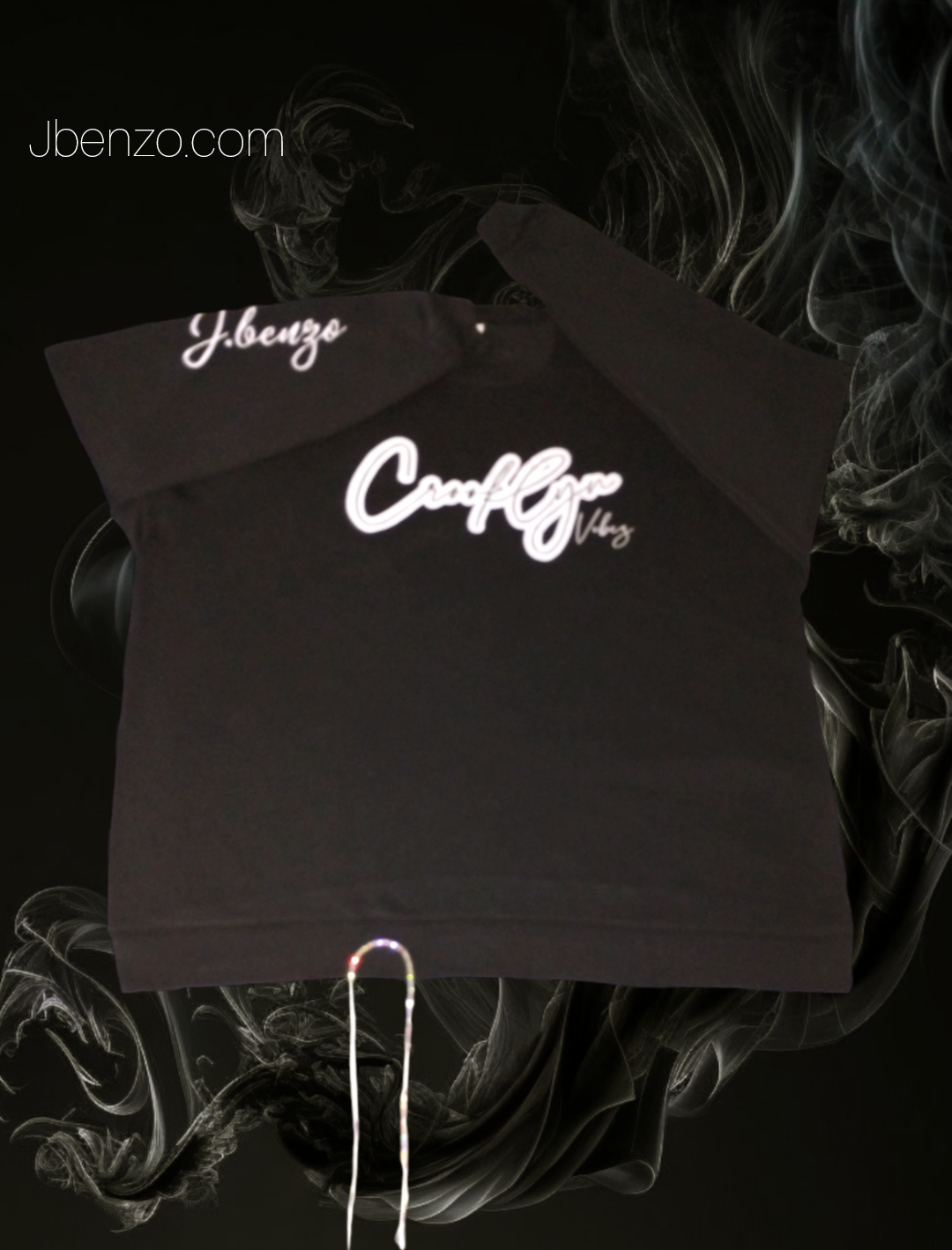 Letter print crooklyn vibes crew neck with sparkly drawstring and rhinestones stitched optional