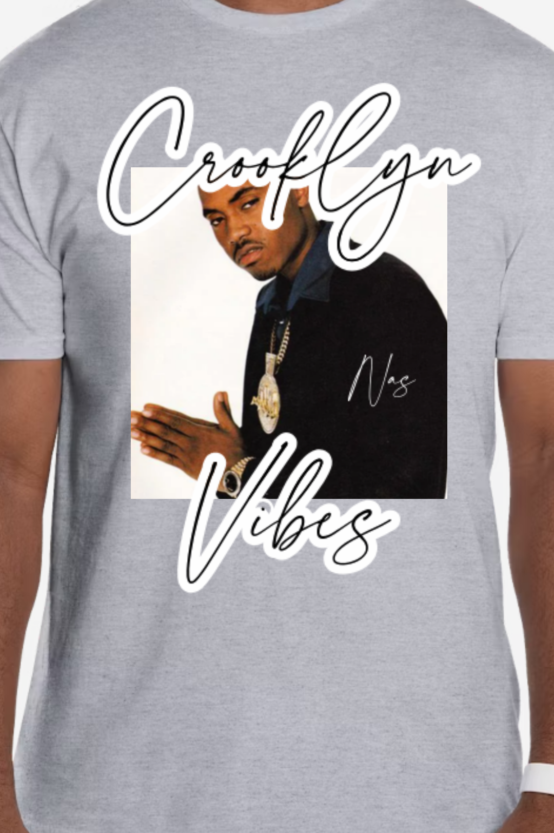 Crooklyn vibes Nas t-shirt with rhinestones option. Available in different colors on request