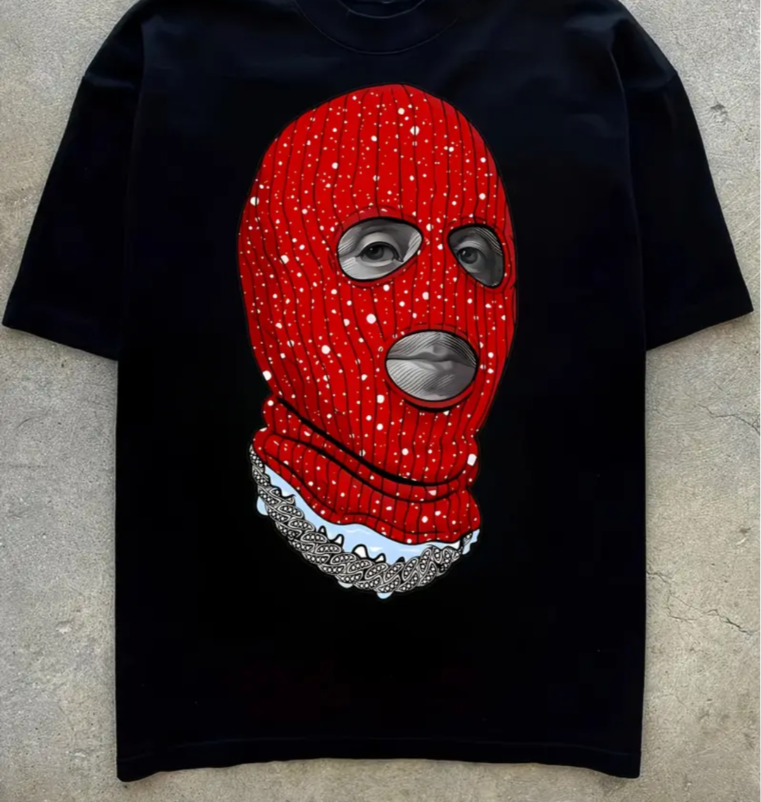 RED AND BLACK SKI MASK TEE