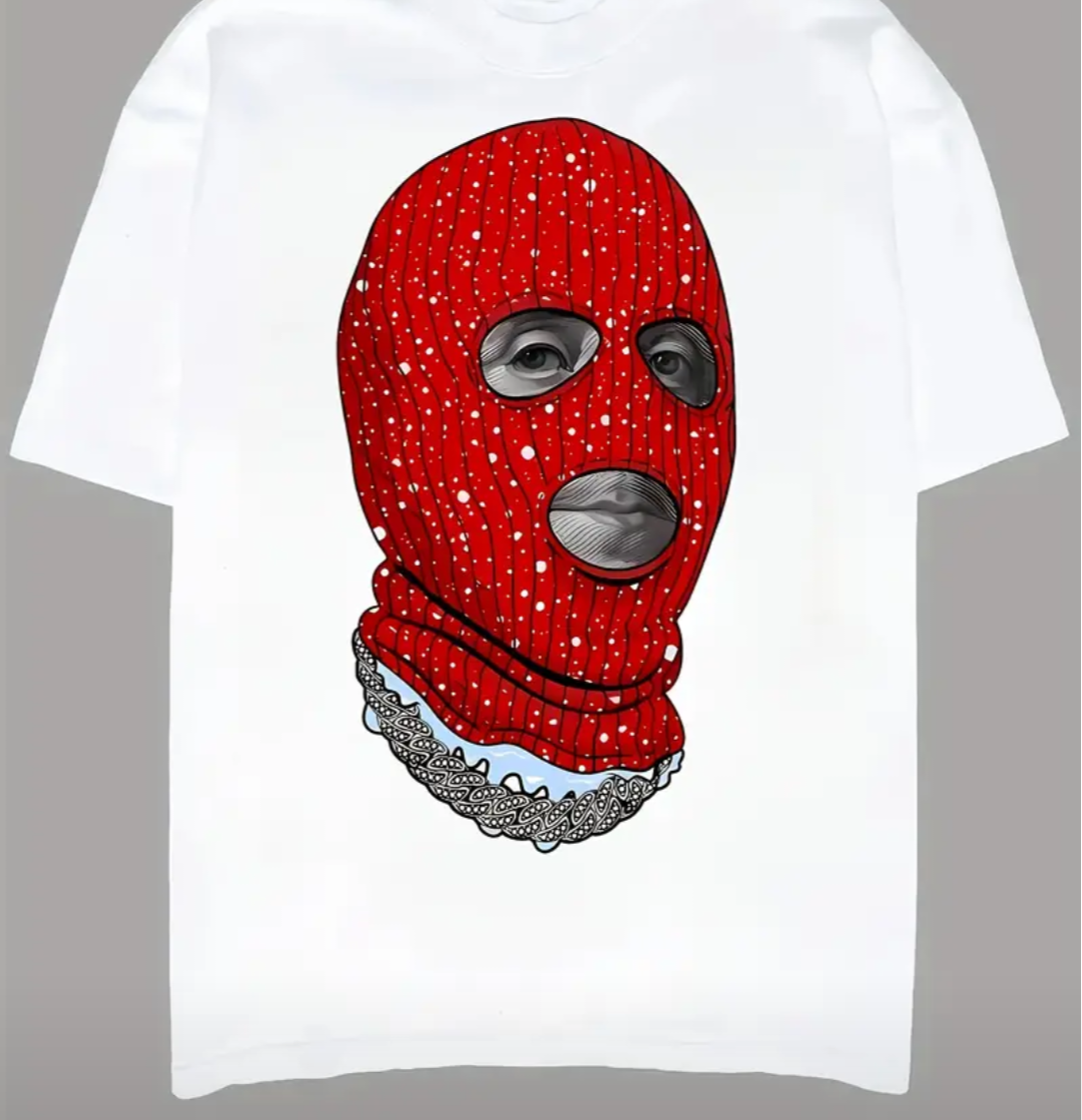 RED AND WHITE SKI MASK TEE