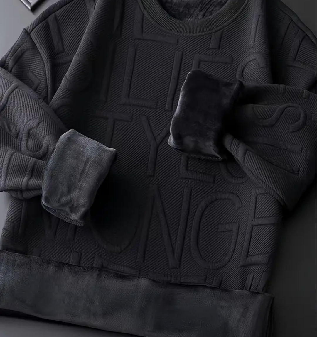 MEN BLACK SWEATER WITH LETTERS