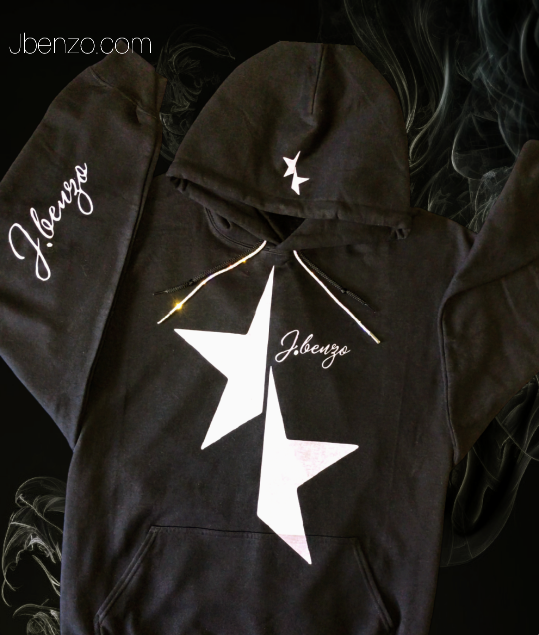 J.benzo split star sparkly drawstrings hoodie