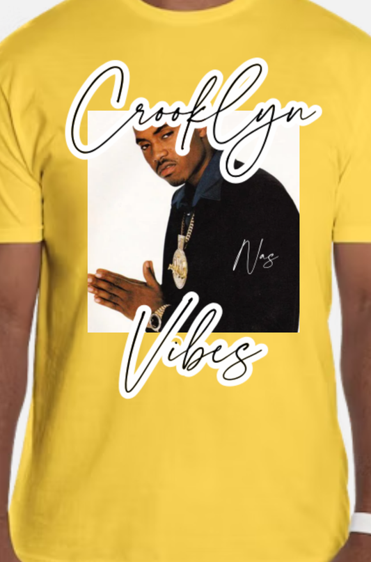 Crooklyn vibes Nas t-shirt with rhinestones option. Available in different colors on request