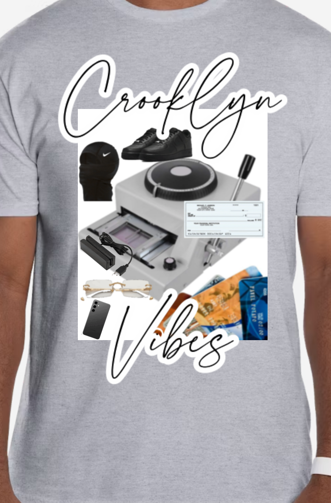 Black and yellow Crooklyn vibes credit card machine T-shirt. Available in different colors on request