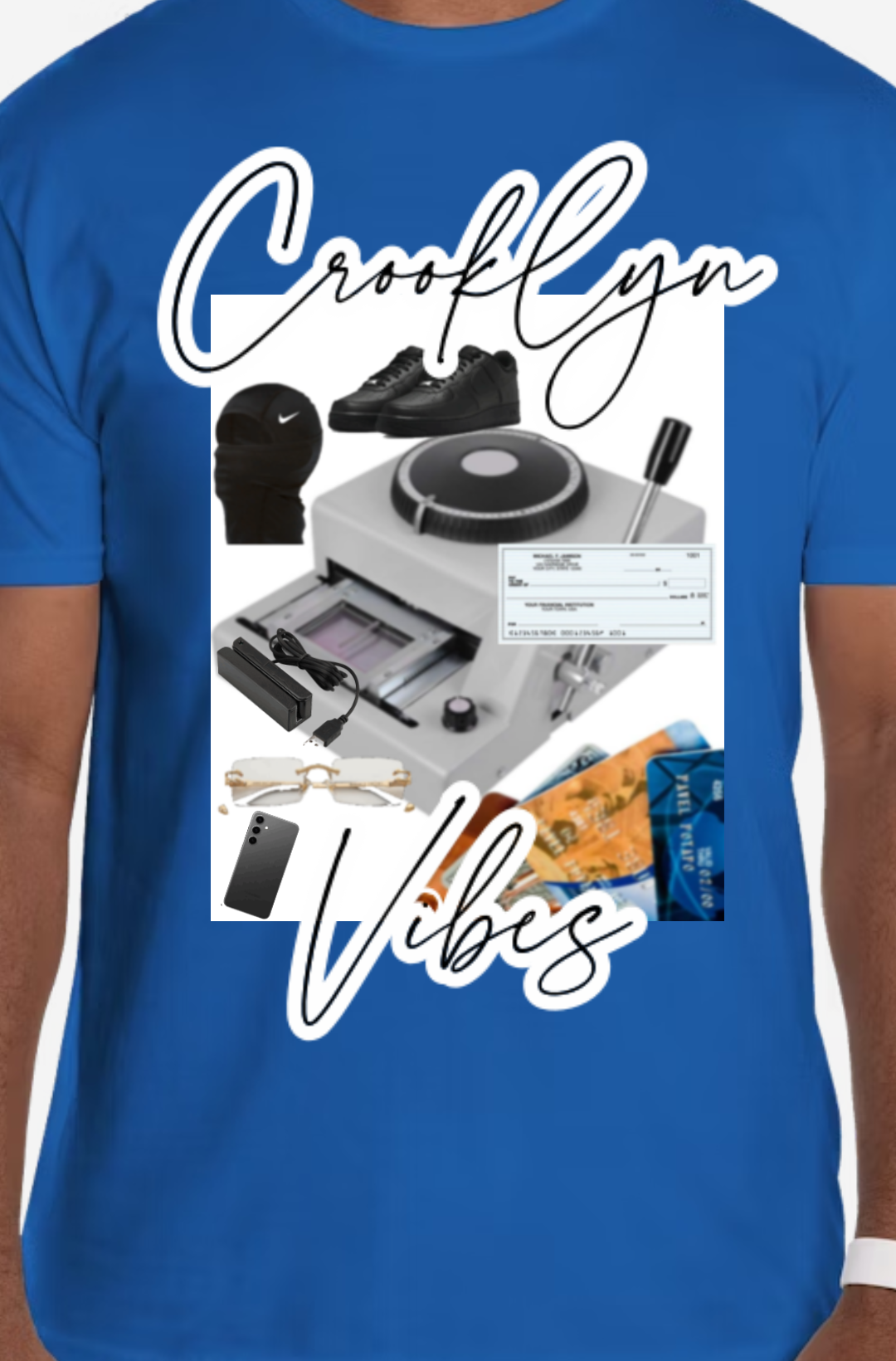 Black and yellow Crooklyn vibes credit card machine T-shirt. Available in different colors on request