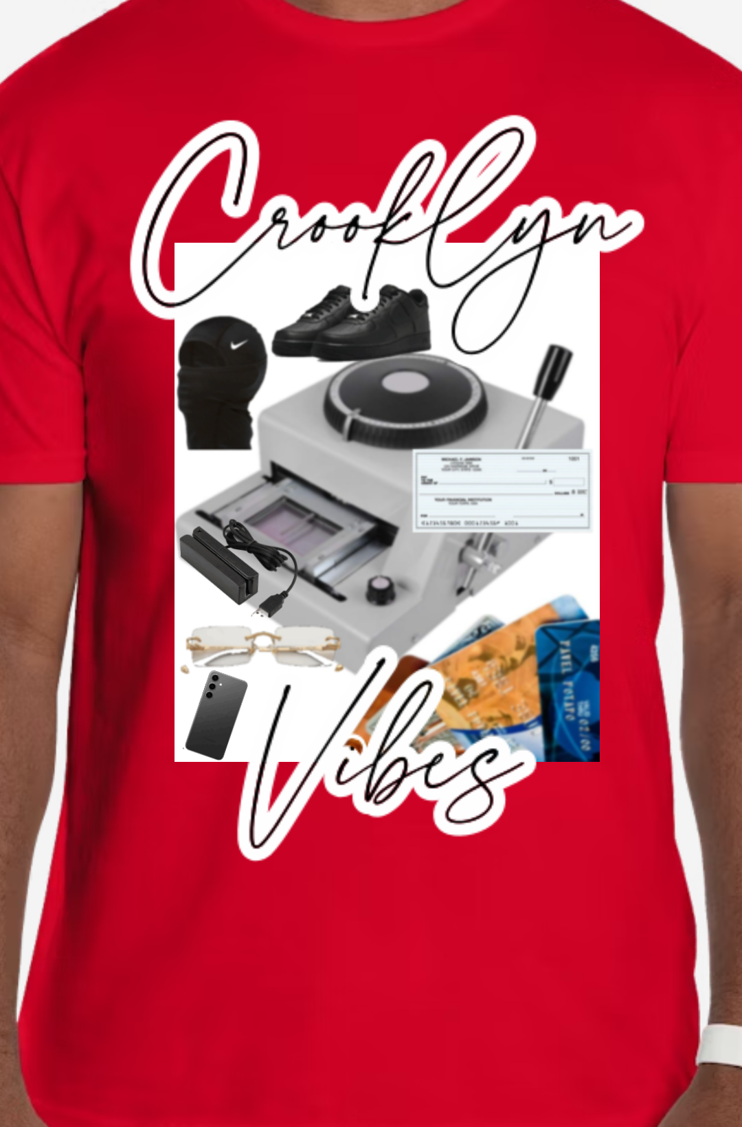 Black and yellow Crooklyn vibes credit card machine T-shirt. Available in different colors on request