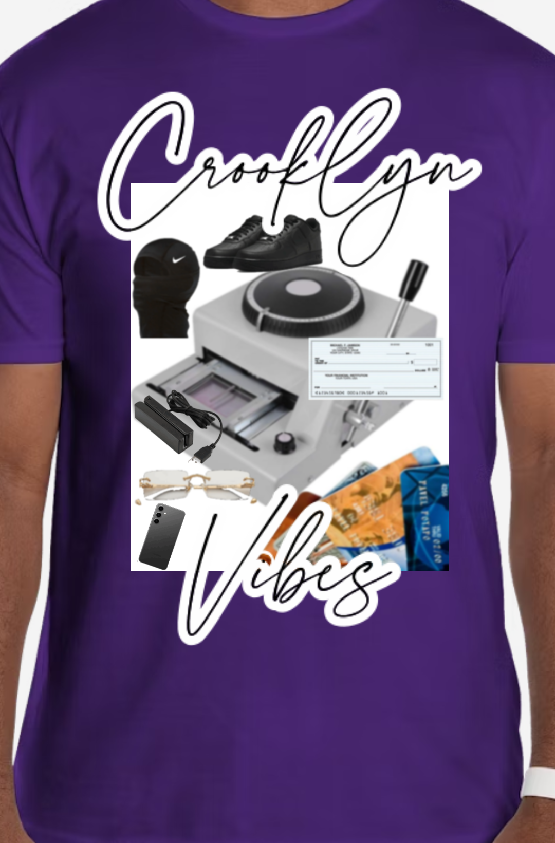 Black and yellow Crooklyn vibes credit card machine T-shirt. Available in different colors on request