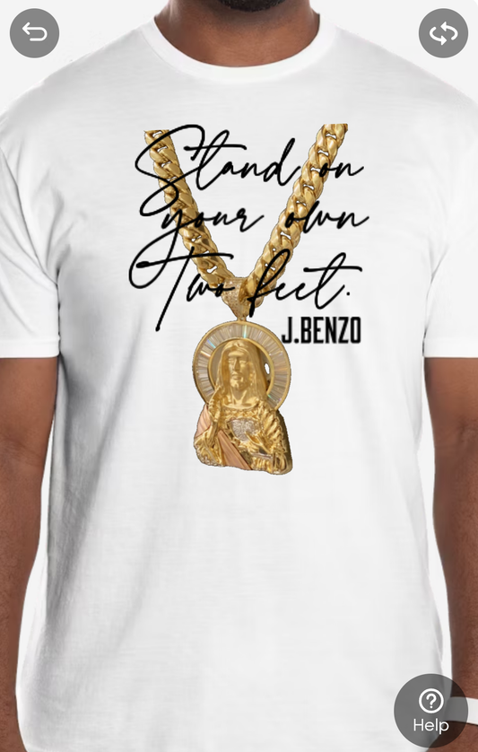 J.BENZO / STAND ON YOUR OWN TWO FEET DESIGNER SHIRT.